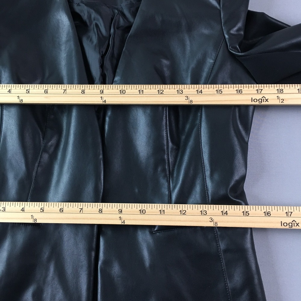 Calvin Klein Open Front Womens Faux Leather Black Jacket Business 8P/8CH/8TP New - Picture 8 of 16
